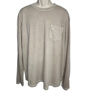 Johnnie-O Long Sleeve Beige Pocket T-Shirt Size XXL 2XL White Logo